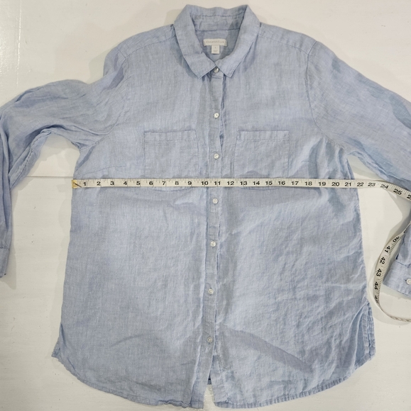 Charter Club blue button down 100% linen shirt women's size Large - Picture 3 of 11